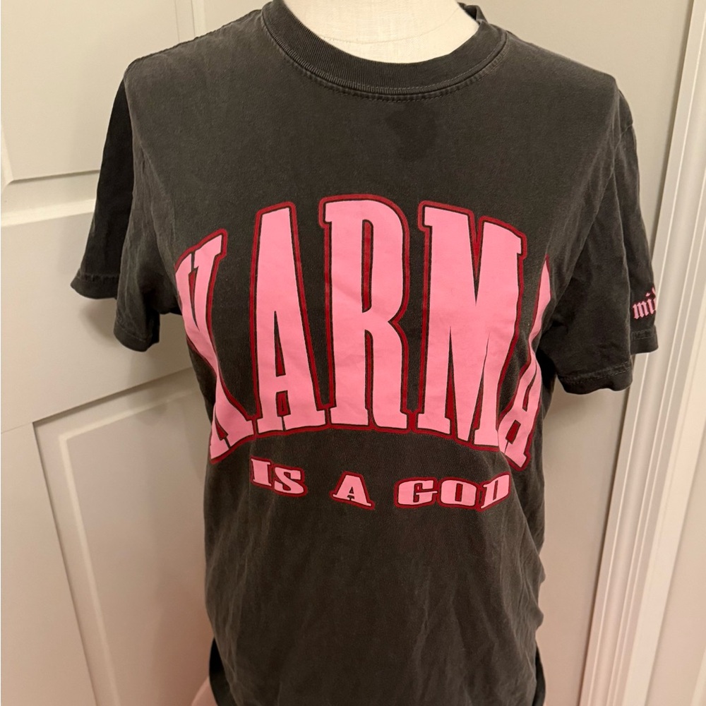 Gray T-Shirt with Pink 'KARMA' Print